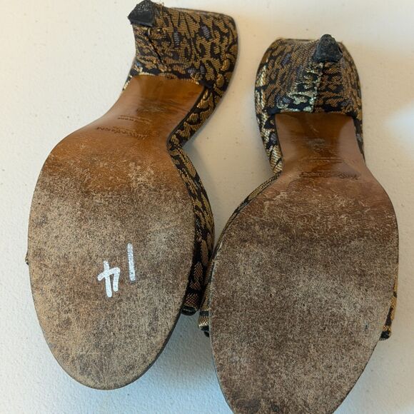 Vtg YSL Yves Saint Laurent Casablanca slide sandals chocolate canvas size 36 - Picture 6 of 12